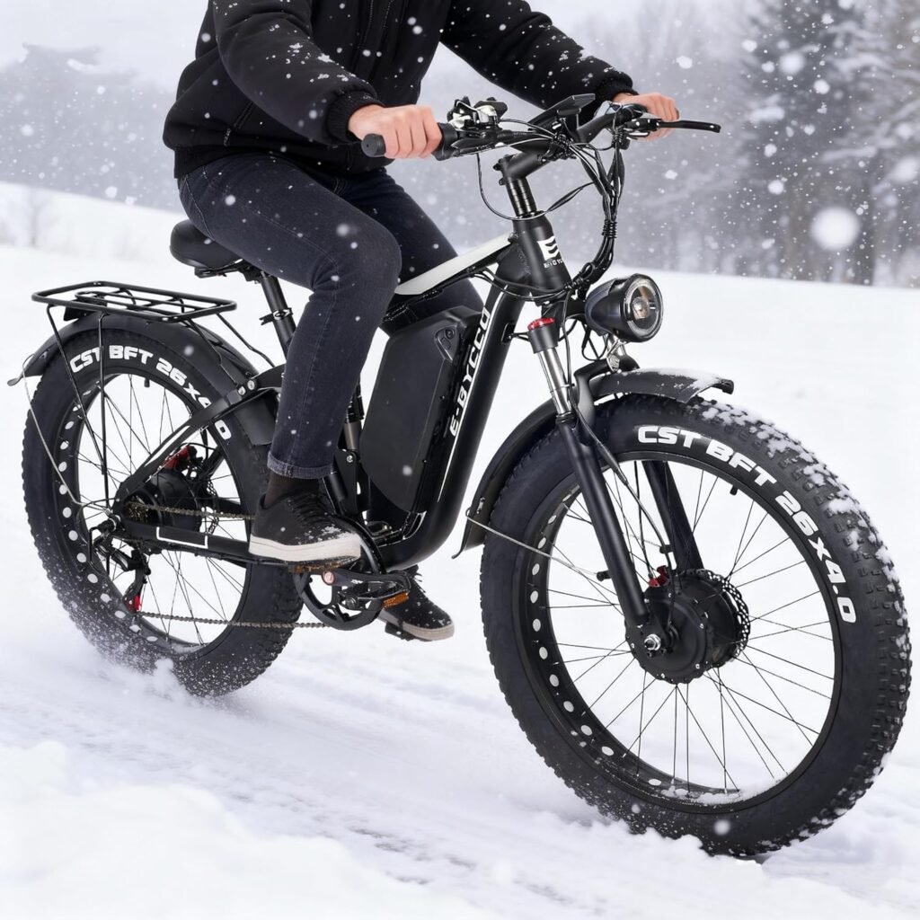 ECOCOGY electric bike riding on snowy path